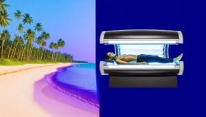 safety comparison sunbathing vs tanning bed
